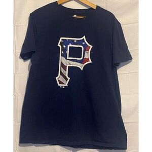PITTSBURGH PIRATES Red White And‎ Blue Logo T Shirt Fanatics LARGE